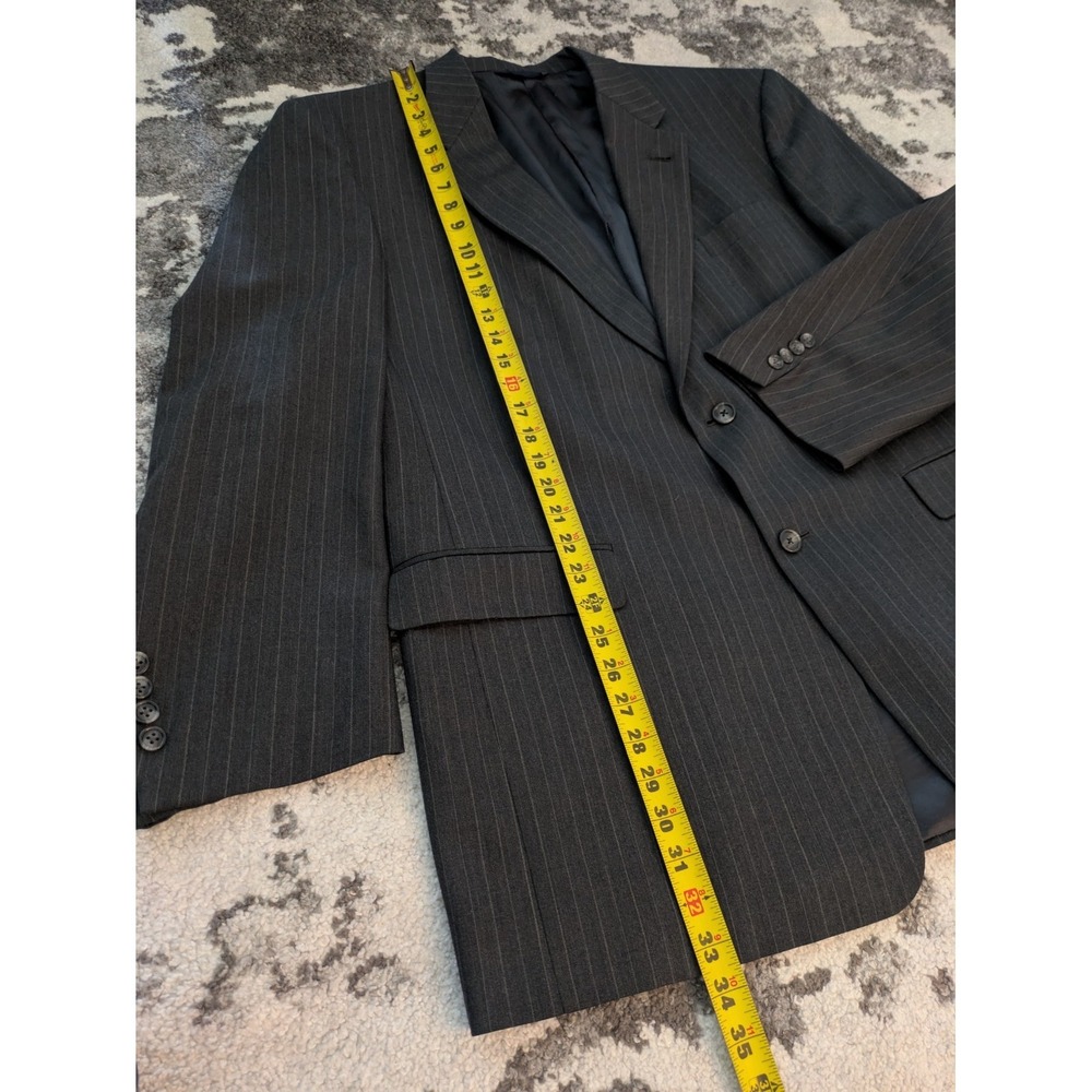 Burberry London Mens Wool Blazer 48L Dark Gray Stripe Two-Button Suit Jacket - Picture 6 of 7
